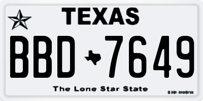 TX license plate BBD7649