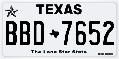 TX license plate BBD7652