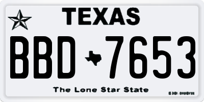 TX license plate BBD7653