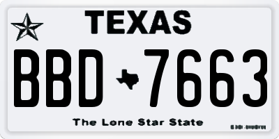 TX license plate BBD7663