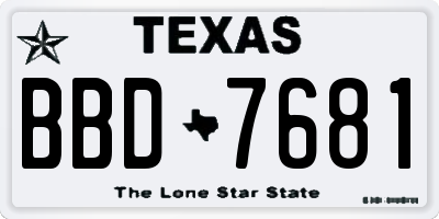 TX license plate BBD7681