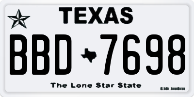 TX license plate BBD7698