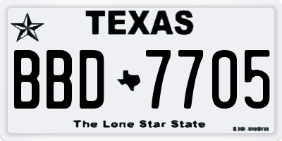 TX license plate BBD7705