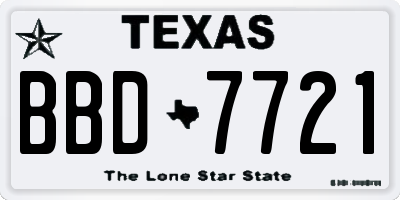 TX license plate BBD7721
