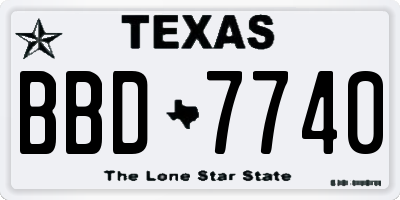 TX license plate BBD7740