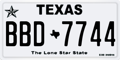 TX license plate BBD7744