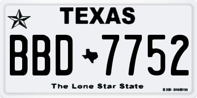 TX license plate BBD7752