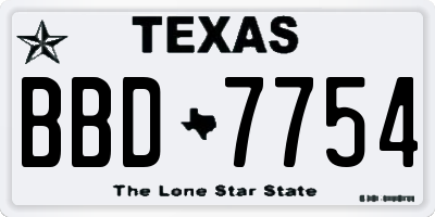 TX license plate BBD7754