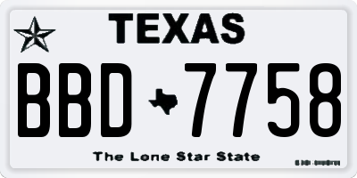 TX license plate BBD7758