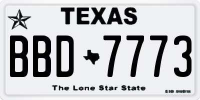 TX license plate BBD7773