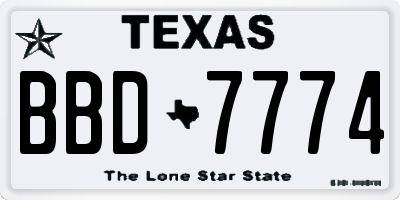 TX license plate BBD7774