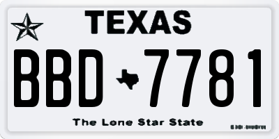 TX license plate BBD7781