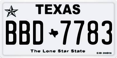 TX license plate BBD7783