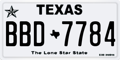 TX license plate BBD7784