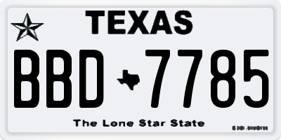 TX license plate BBD7785