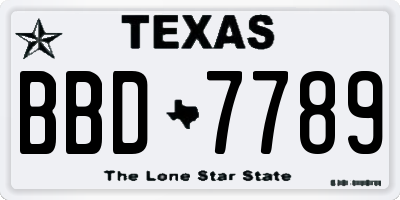TX license plate BBD7789