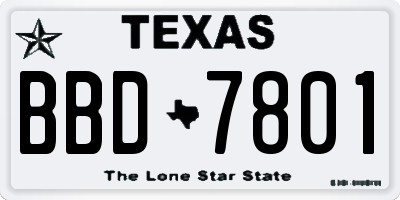 TX license plate BBD7801