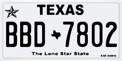 TX license plate BBD7802