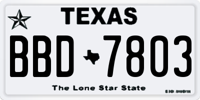 TX license plate BBD7803