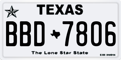 TX license plate BBD7806