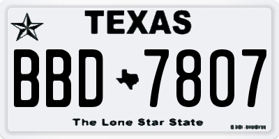 TX license plate BBD7807