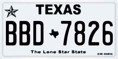 TX license plate BBD7826