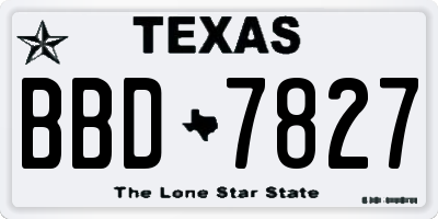 TX license plate BBD7827