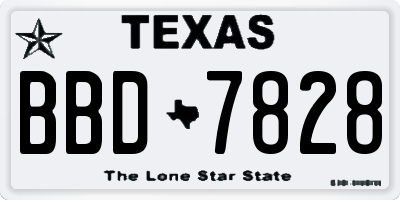 TX license plate BBD7828