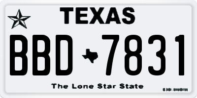 TX license plate BBD7831