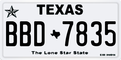 TX license plate BBD7835