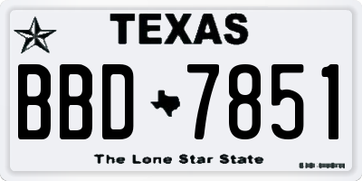 TX license plate BBD7851