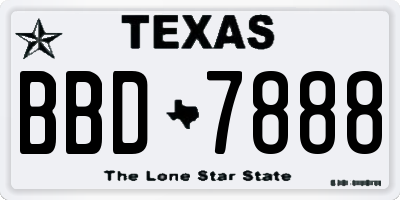TX license plate BBD7888