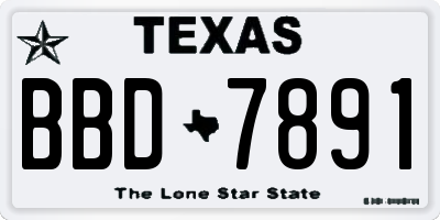 TX license plate BBD7891