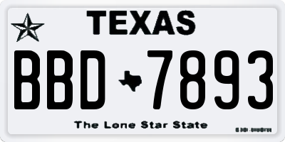 TX license plate BBD7893