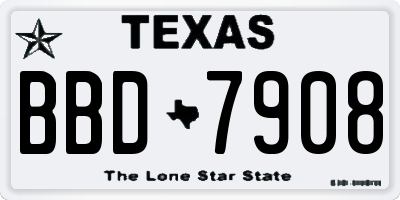 TX license plate BBD7908