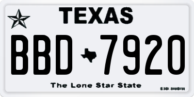 TX license plate BBD7920
