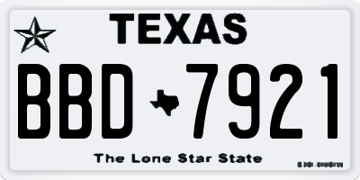 TX license plate BBD7921