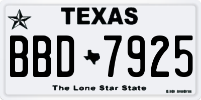TX license plate BBD7925