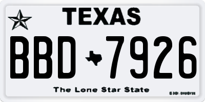 TX license plate BBD7926