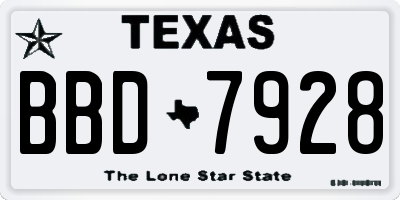 TX license plate BBD7928