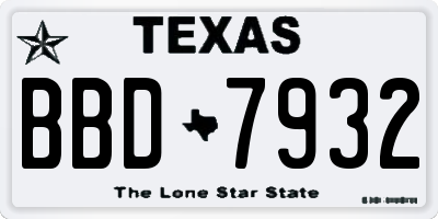 TX license plate BBD7932