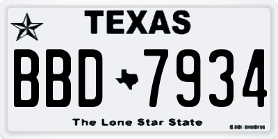 TX license plate BBD7934