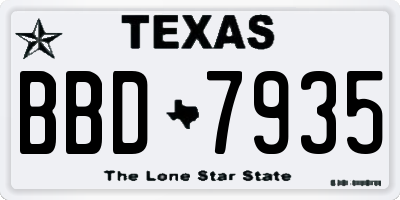 TX license plate BBD7935