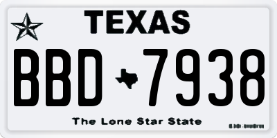 TX license plate BBD7938