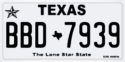 TX license plate BBD7939