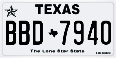 TX license plate BBD7940