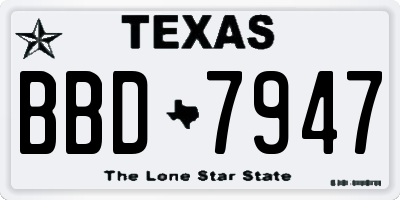 TX license plate BBD7947
