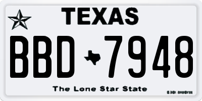 TX license plate BBD7948