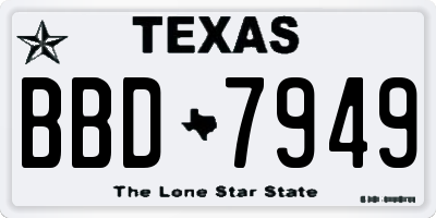 TX license plate BBD7949