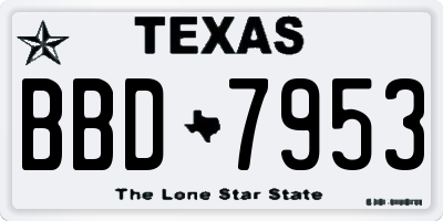 TX license plate BBD7953